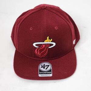 Miami Heat NBA No Shot Captain Hat Snapback Adjustable '47 Brand Red Cap